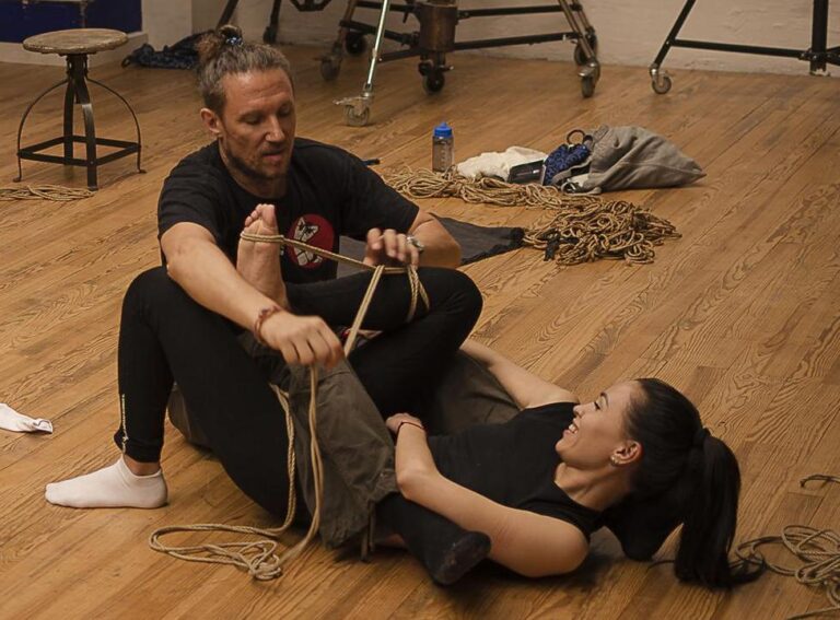 Workshop at Ecole des Cordes. Paris, France. Model: Denjamy Djovanny. Shibari by Mosafir. Photo: Alex DirtyVonP